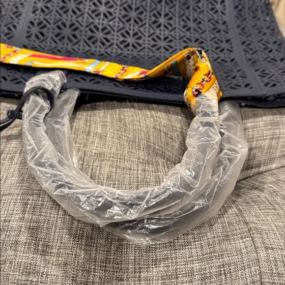 Tory Burch Bag Perforated Navy PVC Tote - Picture 11 of 14